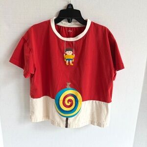 Red and Cream Kids Shirt with Lollipop Design 110/5T